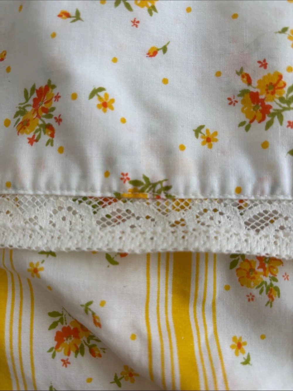 Vintage pillows cases- set of 2, shades of yellow/white,regular size, 50/50